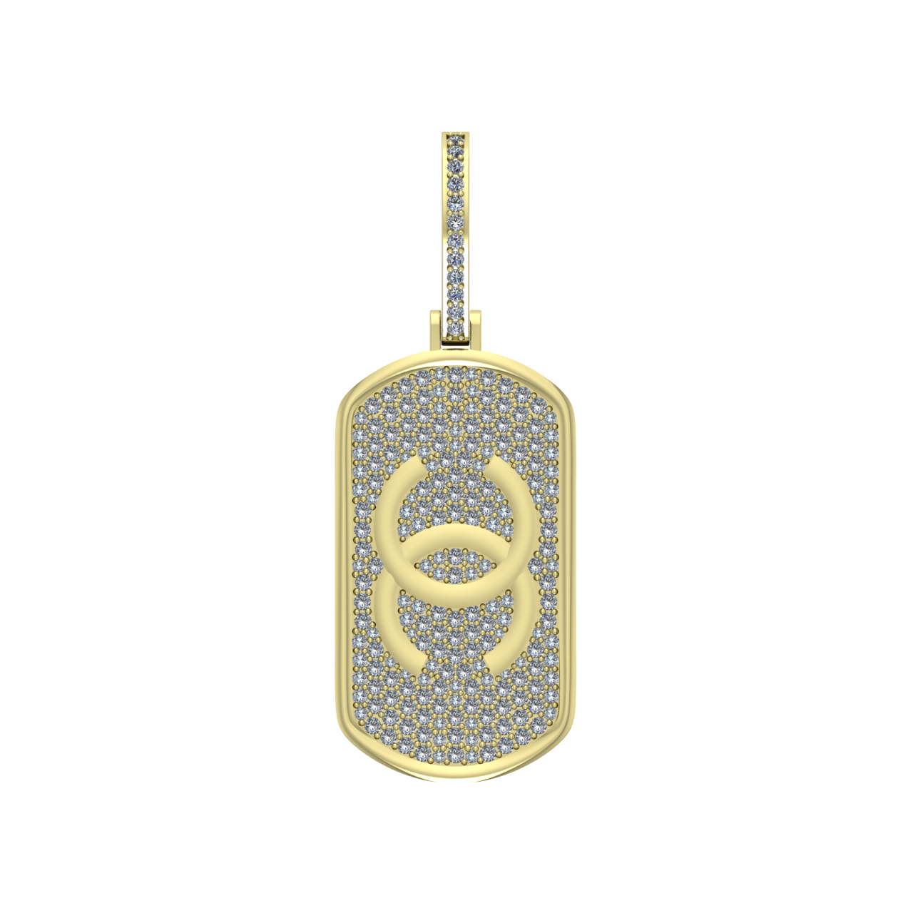 HIP-HOP DOG TAG  DIAMONDS  PENDANT